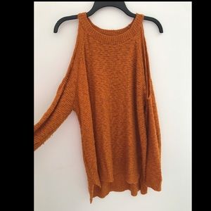 Orange cold shoulder sweater